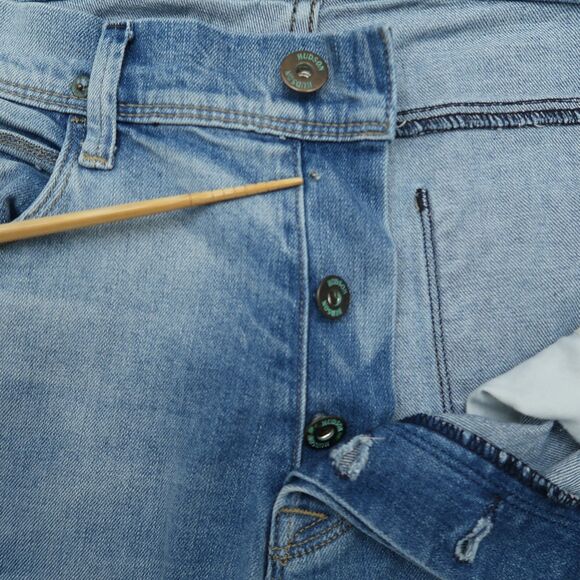 Hudson Clifton Jeans Mens Size 36x32 Blue Bootcut Button Fly USA Made Distressed - Picture 2 of 16